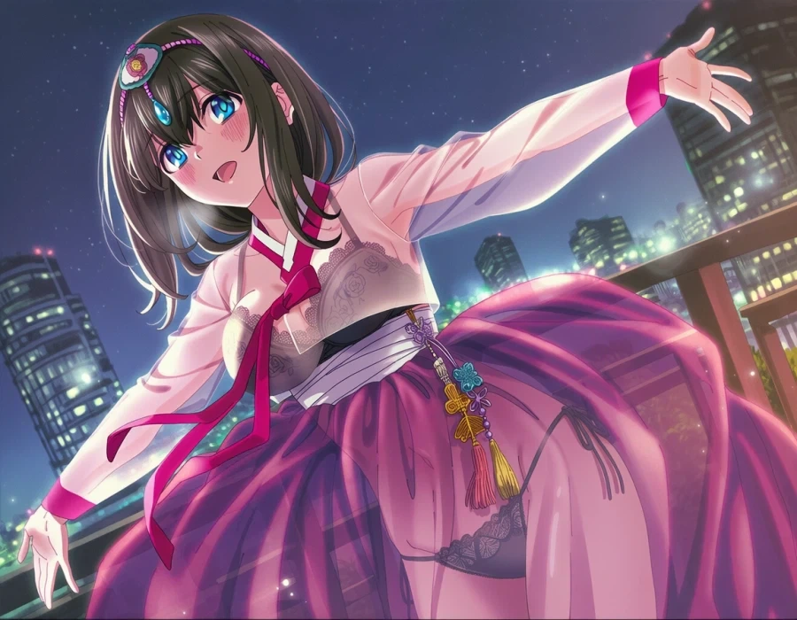 AI) 밝고 투명하며 맨살을 드러내지 아니하는 참한 새색시 체적화 복장 - 이미지 25