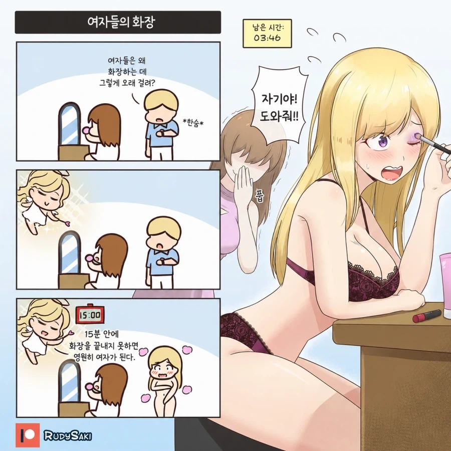 마왕의 딸이 용사한테 메이크업 해주는 만화.manga 이미지 5