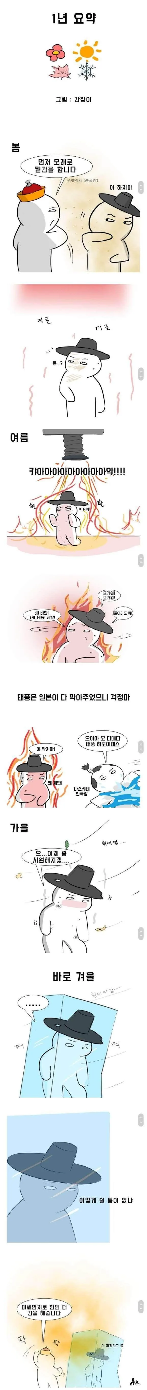 한국의 4계절을 요약하는 만화.manwha