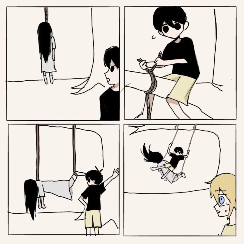 목멘 귀신을 발견한 만화