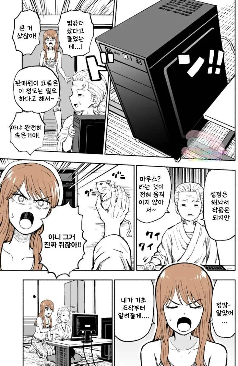 할머니 컴퓨터 가르쳐주는 손녀.manhwa - 이미지 2