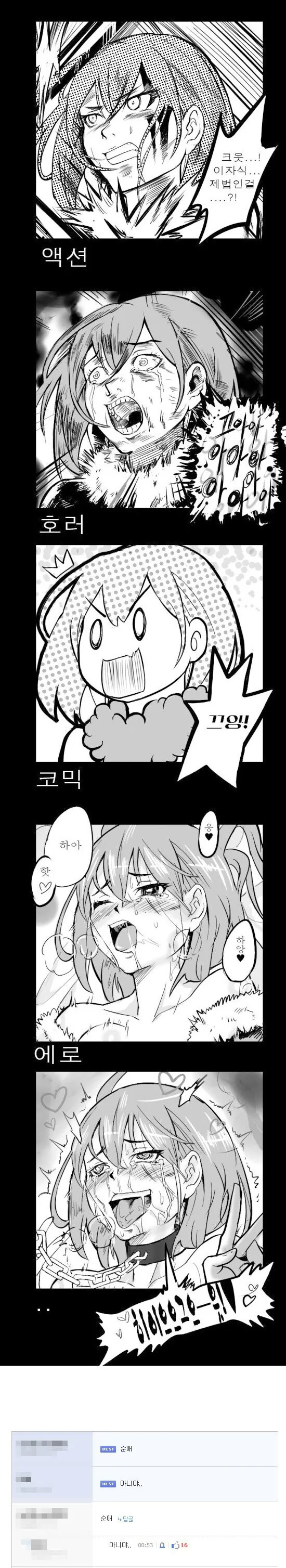 ㅎㅂ) 만화 장르별 표정