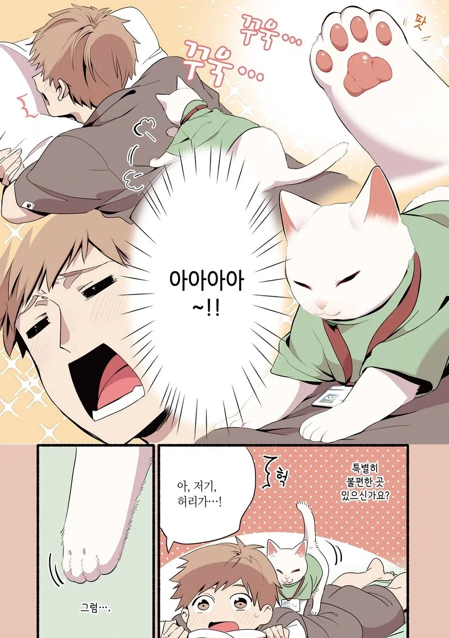 진짜 고양이가 마사지하는 만화 - 이미지 4