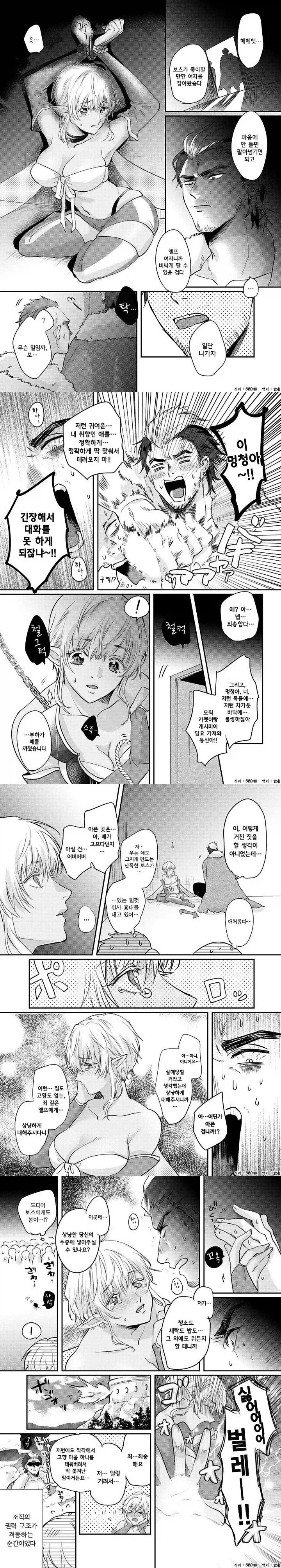 산적 두목의 취향 직빵인 여자 엘프를 잡아 온 만와.manga