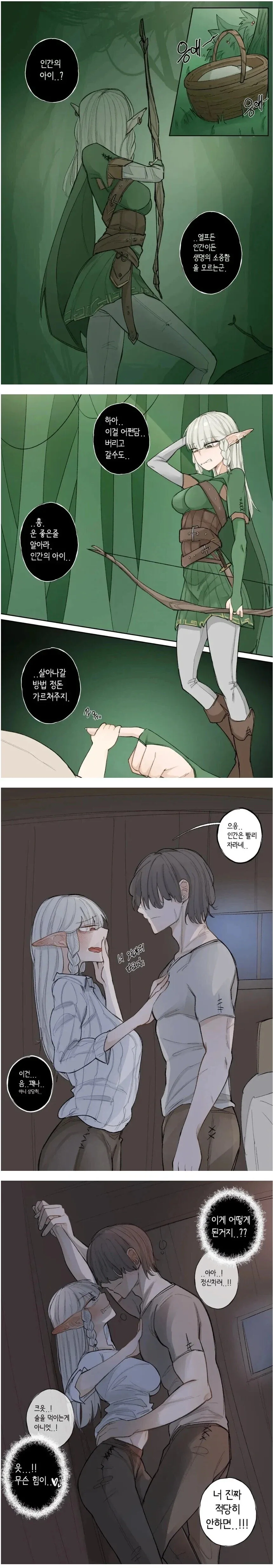 인간의 아이를 주운 엘프 .manwha