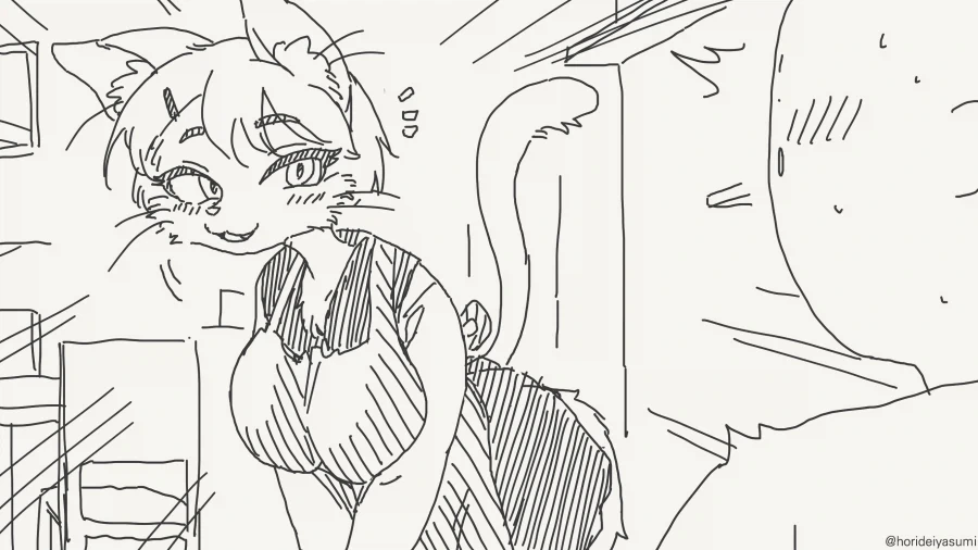 고양이 카페에서 고양이 만지는 만화 - 이미지 2