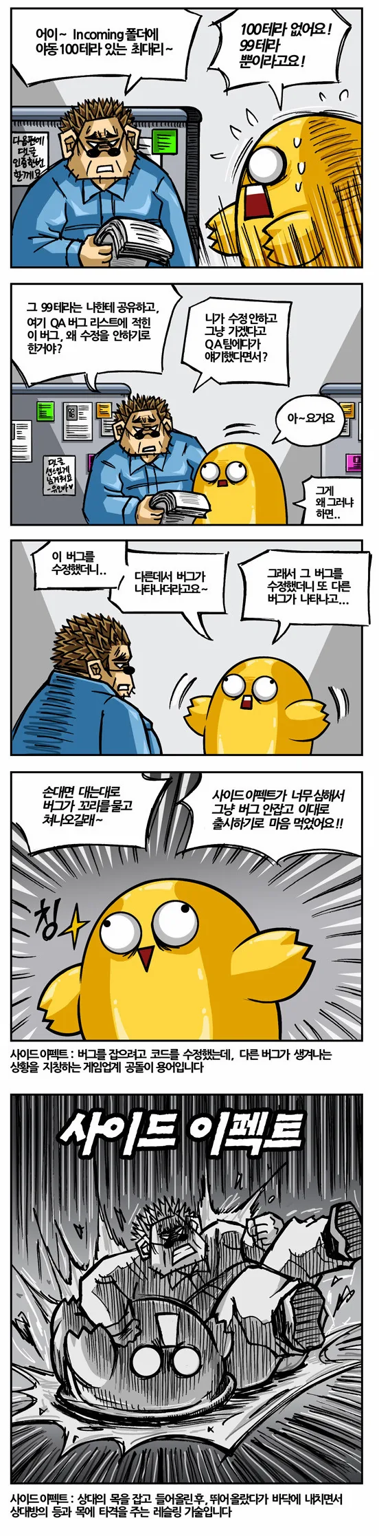 수많은 게임에서 자잘한 버그들 못고치는 이유.manhwa