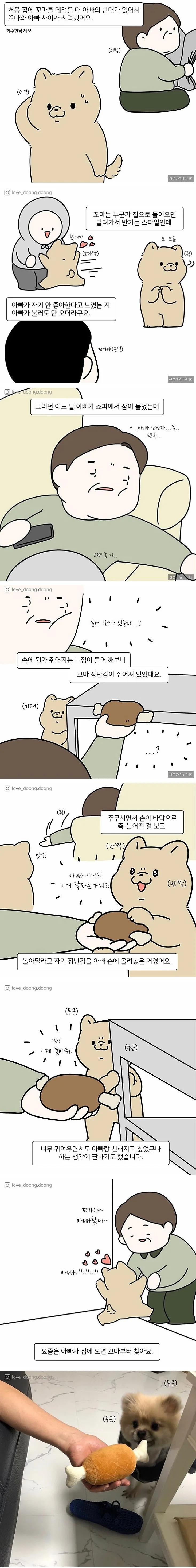 아빠와 서먹했던 댕댕이가 친해지는 만화.manhwa