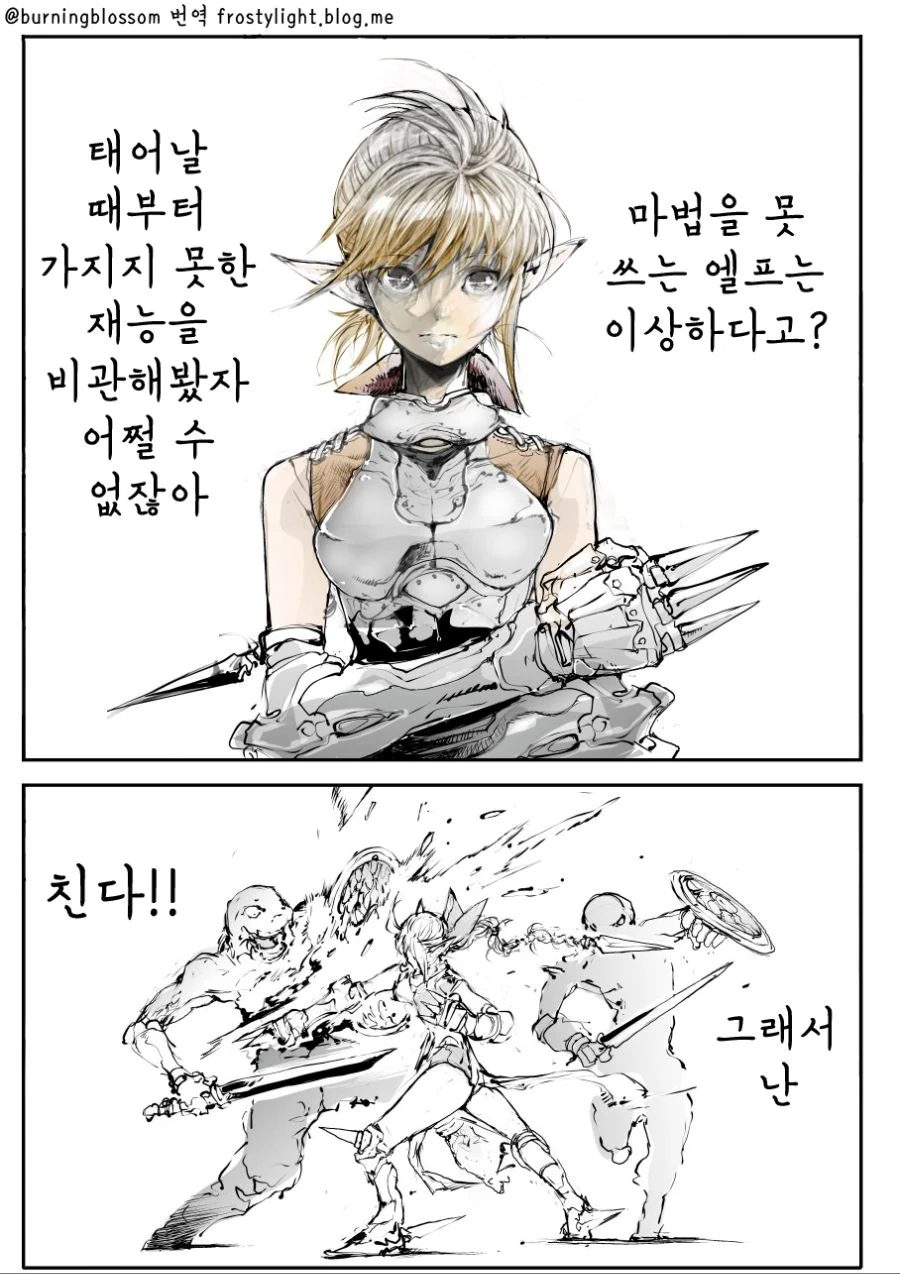 마법을 포기하고 격투스탯에 몰빵한 엘프 만화.manga