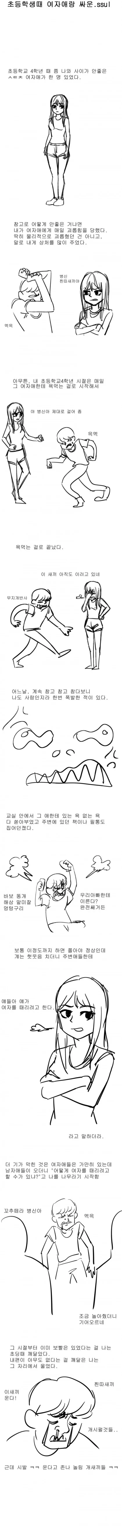 초등학생때 여자애랑 싸운 썰 만화