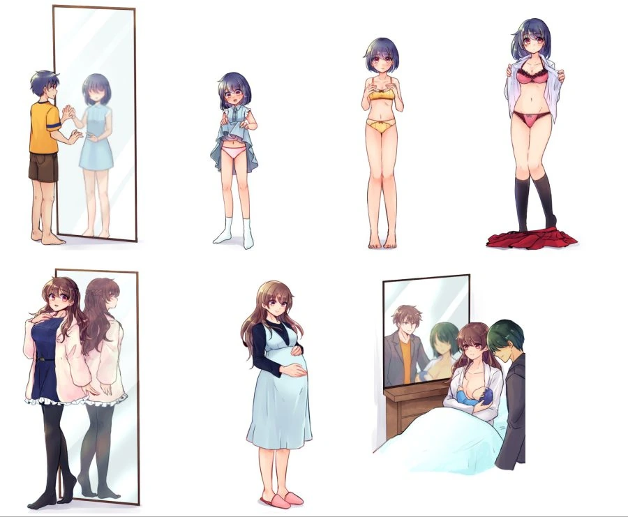 거울 속의 나와 교체되어 TS되는 만화.manwha