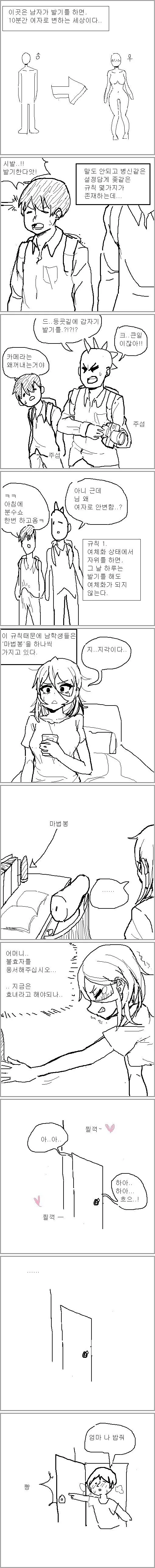 남자가 ㅂㄱ하면 10분간 여자가 되는 세상.manwha
