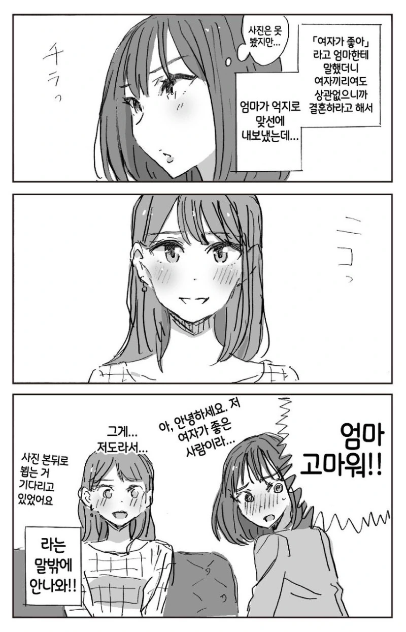 억지로 맞선보는 만화