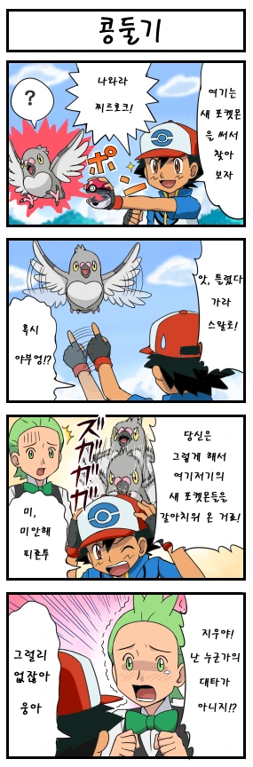 (포켓몬) 지우가 비행 포켓몬 꺼내는 만화